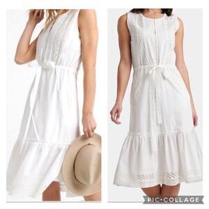 Lucky Brand Cottagecore islet Sophia sleeveless white midi sundress NWT